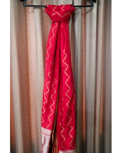 Red Cutwork Handloom Banarasi Dupatta-3