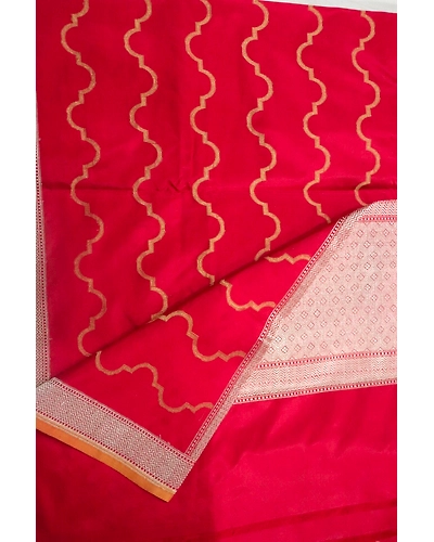 Red Cutwork Handloom Banarasi Dupatta-7