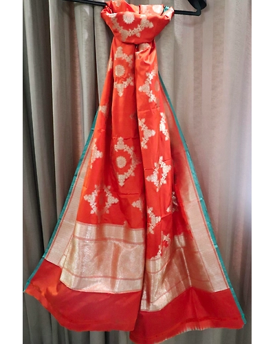 Orange Cutwork Handloom Banarasi Dupatta-1