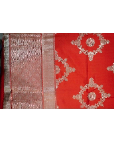 Orange Cutwork Handloom Banarasi Dupatta-5