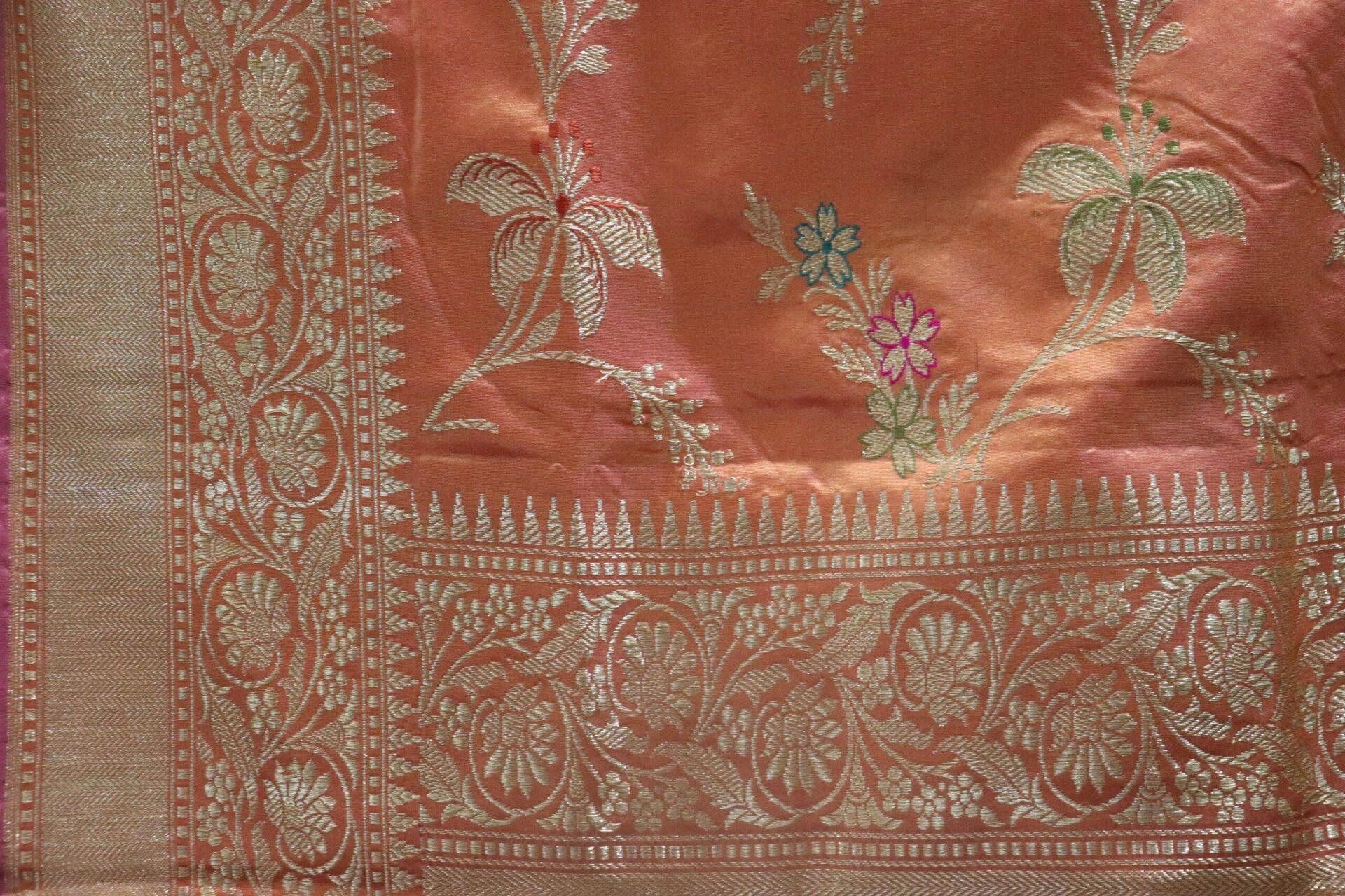 Orange Jangla Meenadar Booti Handloom Banarasi Dupatta-8