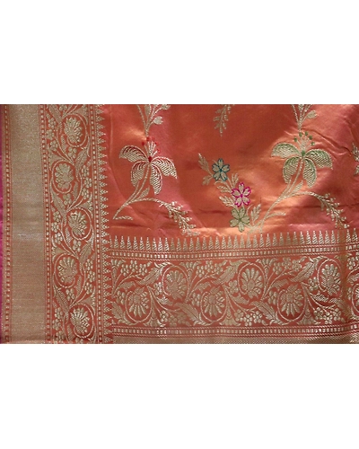 Orange Jangla Meenadar Booti Handloom Banarasi Dupatta-8