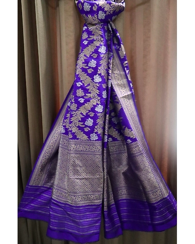 Premium Royal Blue Lahariya Ara Jangla Handloom Banarasi Dupatta-1