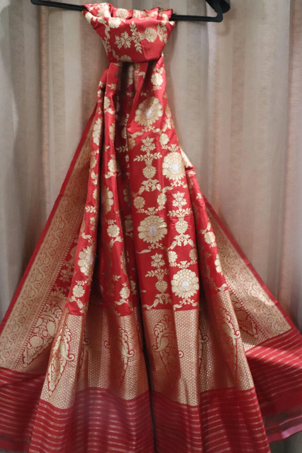 Bridal Red Jangla Handloom Banarasi Dupatta-162021-0000127