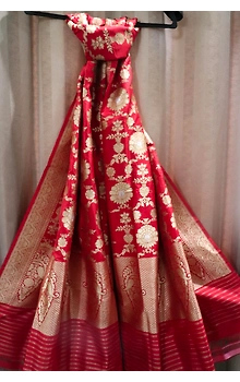 Bridal Red Jangla Handloom Banarasi Dupatta