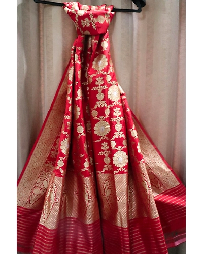 Bridal Red Jangla Handloom Banarasi Dupatta-162021-0000127