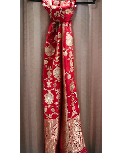 Bridal Red Jangla Handloom Banarasi Dupatta-4