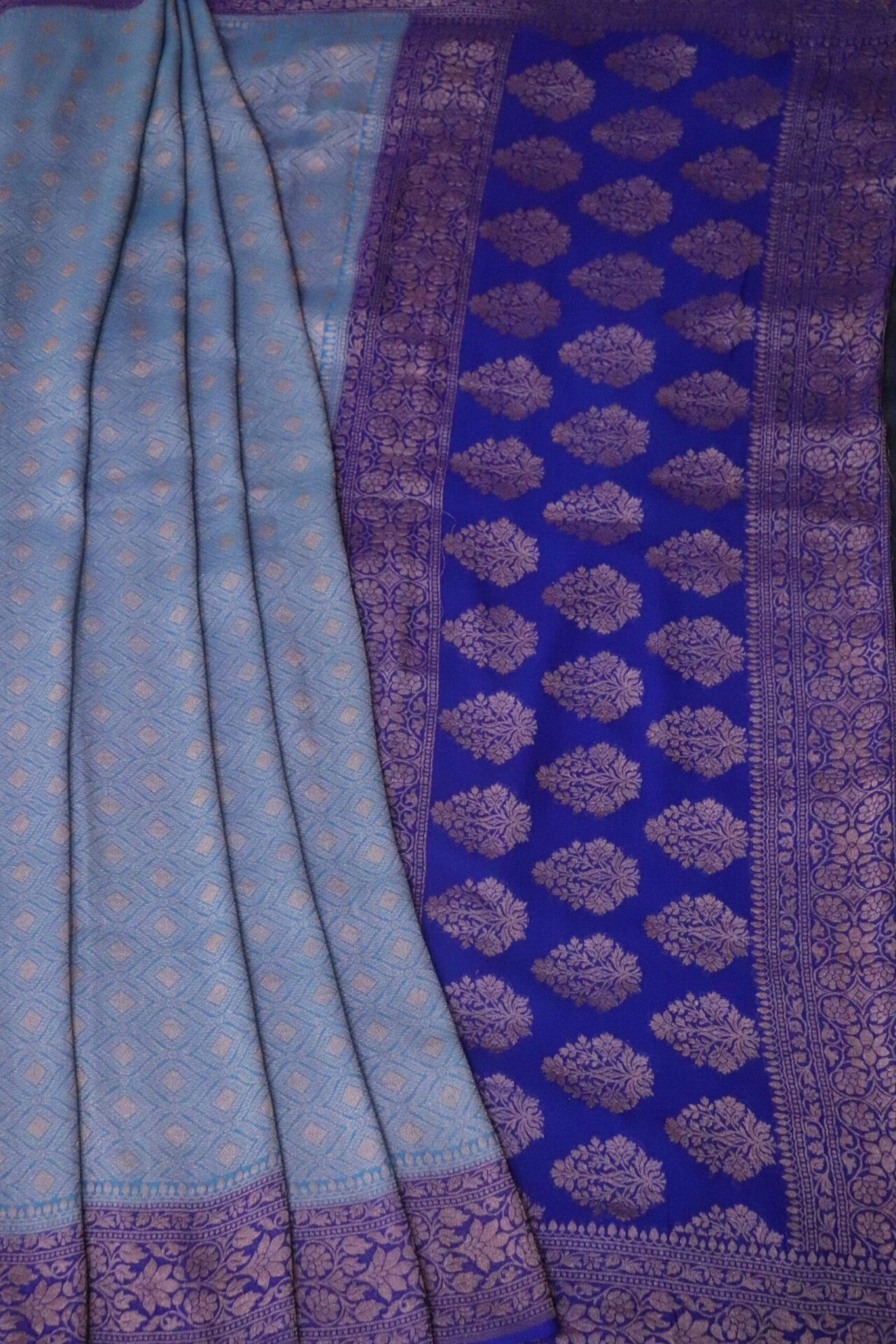 Blue Khaddi Tanchui Handloom Banarasi Saree-162021-00045