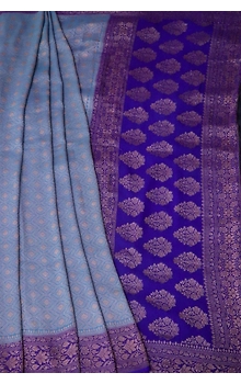 Blue Khaddi Tanchui Handloom Banarasi Saree