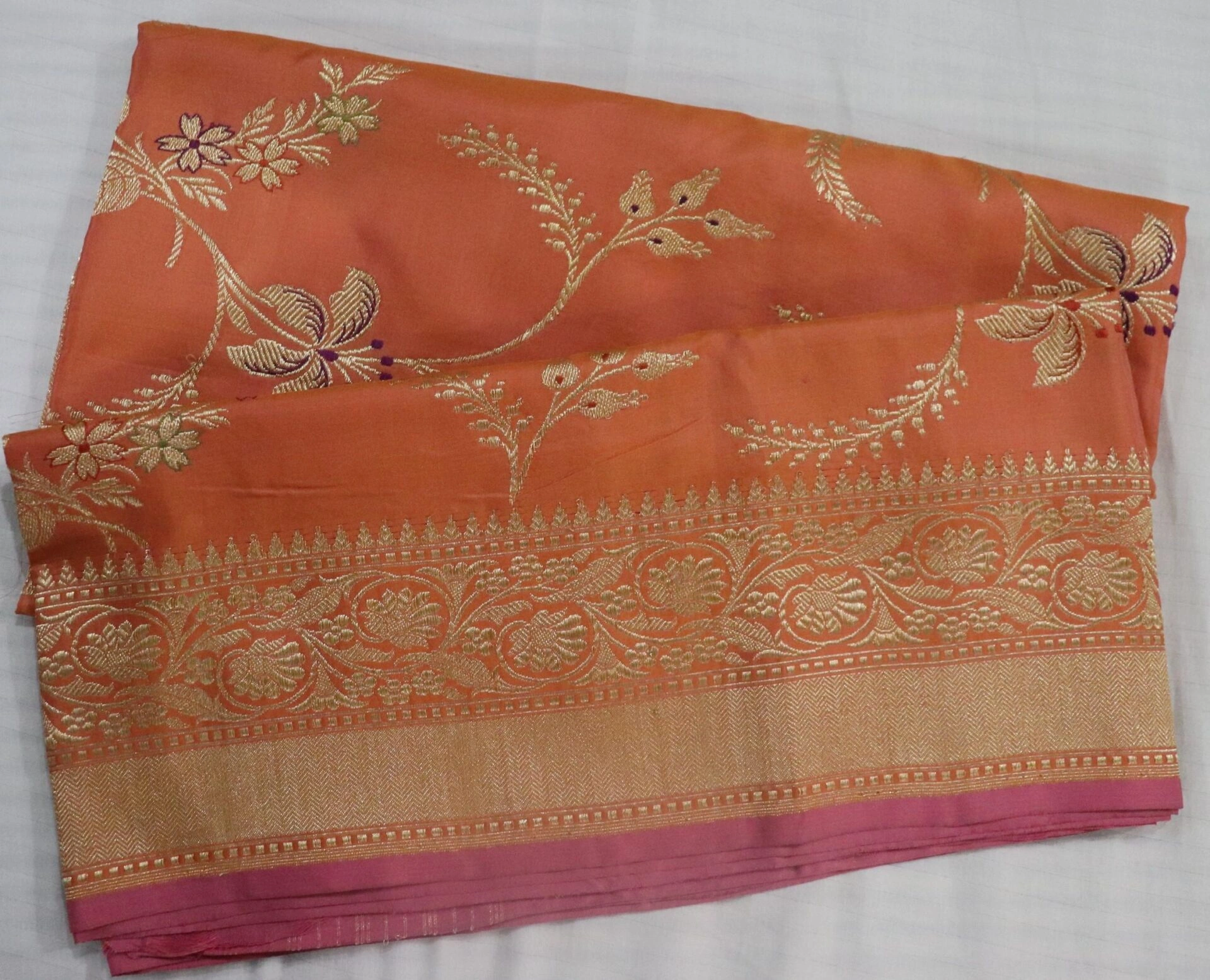 Orange Jangla Meenadar Booti Handloom Banarasi Dupatta-7