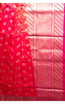 Pink Tanchui Handloom Banarasi Saree with Meena Booti
