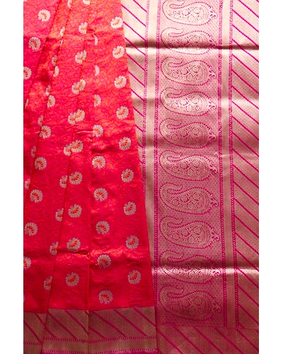 Pink Tanchui Handloom Banarasi Saree with Meena Booti-2