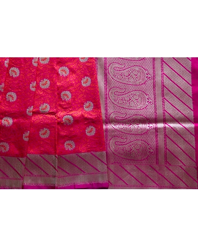 Pink Tanchui Handloom Banarasi Saree with Meena Booti-6