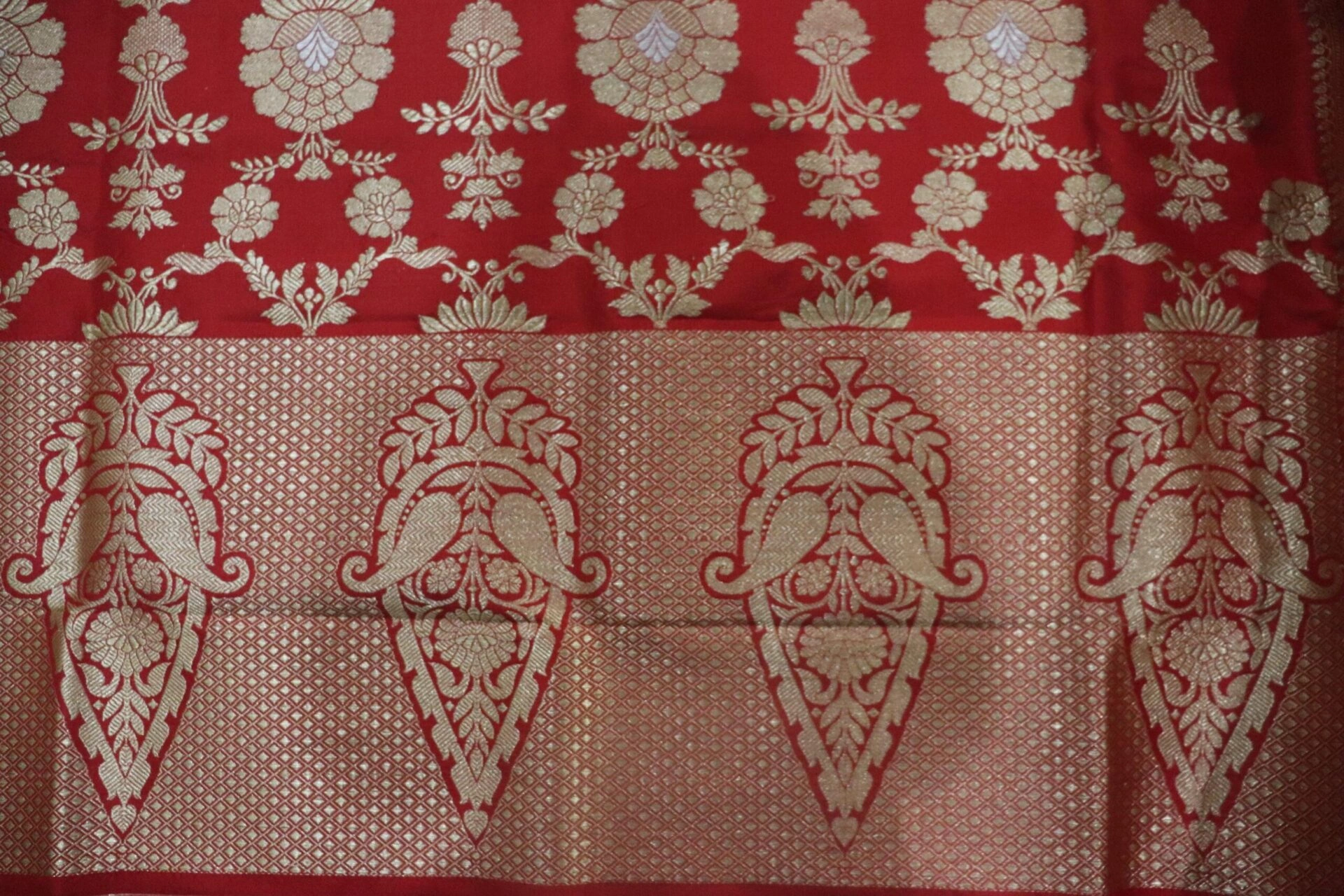 Bridal Red Jangla Handloom Banarasi Dupatta-7