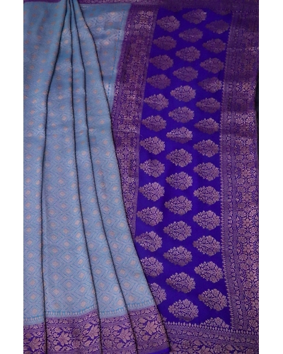 Blue Khaddi Tanchui Handloom Banarasi Saree-1