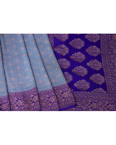 Blue Khaddi Tanchui Handloom Banarasi Saree-3