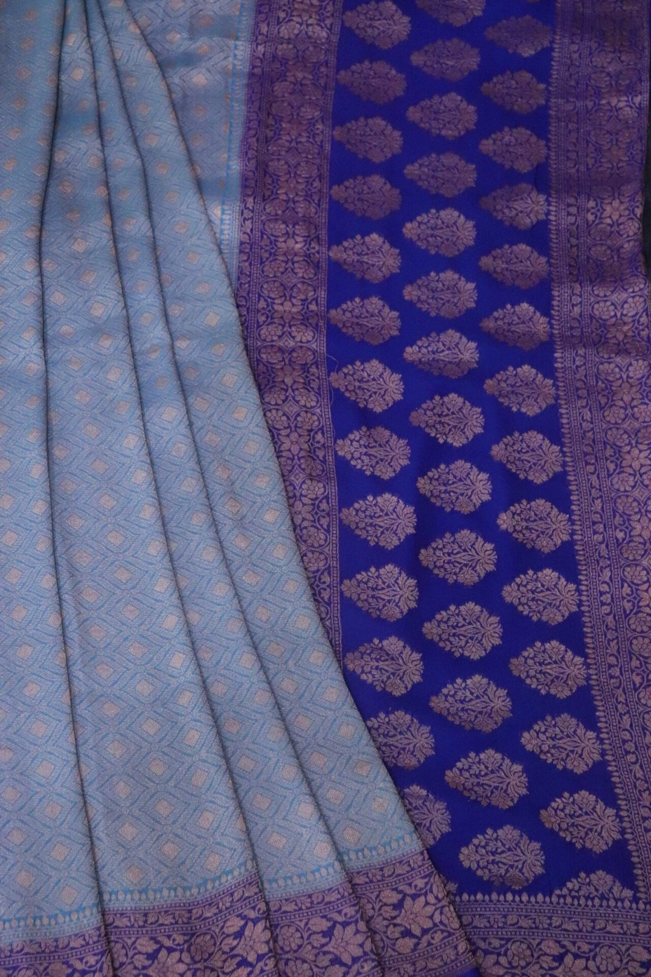 Blue Khaddi Tanchui Handloom Banarasi Saree-5