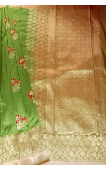 Light Green Kadhua Flower Boota Handloom Banarasi Saree