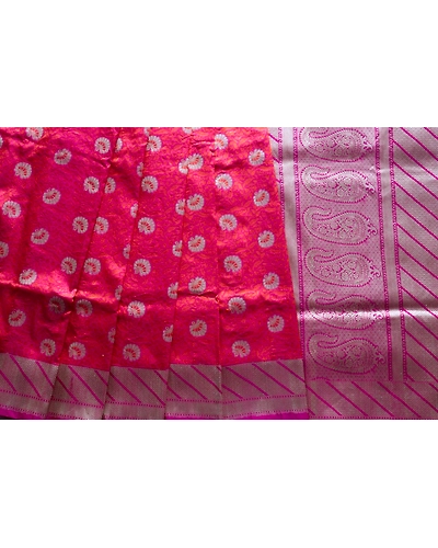 Pink Tanchui Handloom Banarasi Saree with Meena Booti-5