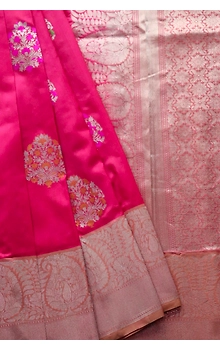 Red Kadhua Flower Meena Boota Handloom Banarasi Saree