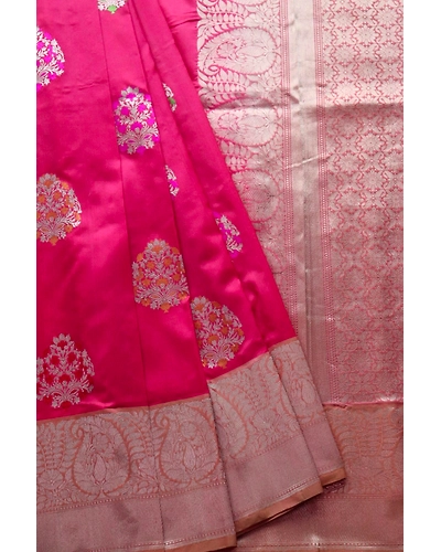 Red Kadhua Flower Meena Boota Handloom Banarasi Saree-2