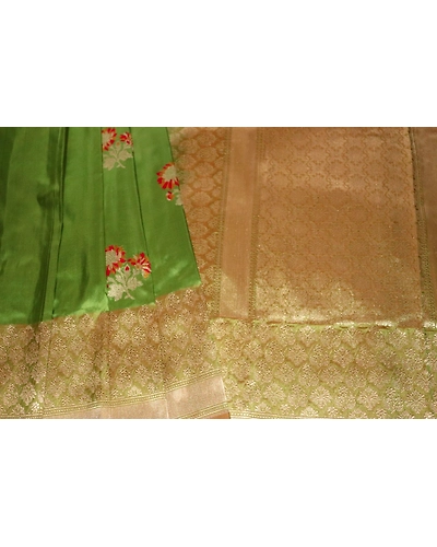 Light Green Kadhua Flower Boota Handloom Banarasi Saree-3