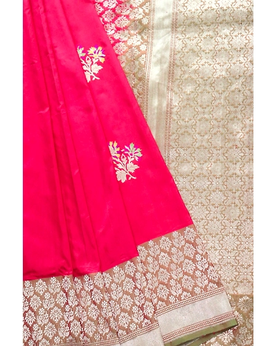 Red Kadhua Flower Multi Color Meena Boota Banarasi Handloom Saree-162021-00015