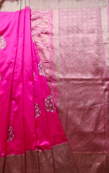 Pink Kadhua Flower Boota Handloom Banarasi Saree