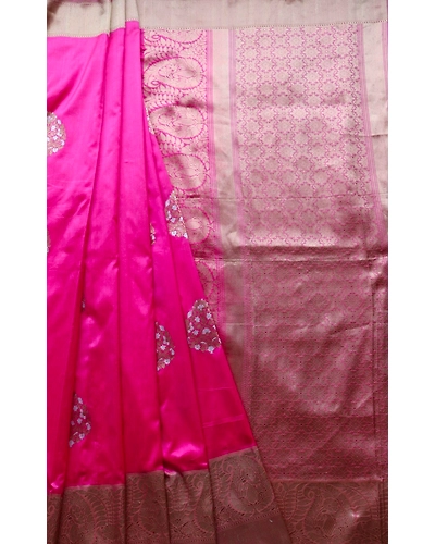 Pink Kadhua Flower Boota Handloom Banarasi Saree-162021-00014