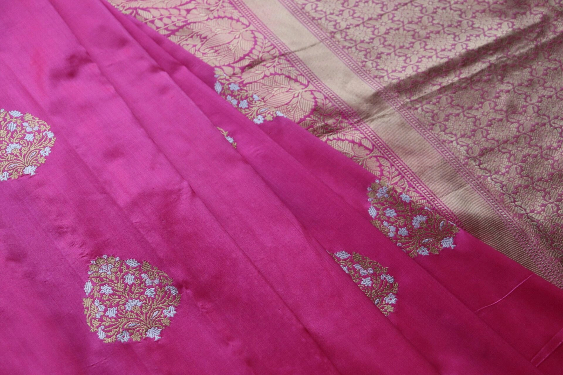 Pink Kadhua Flower Boota Handloom Banarasi Saree-2