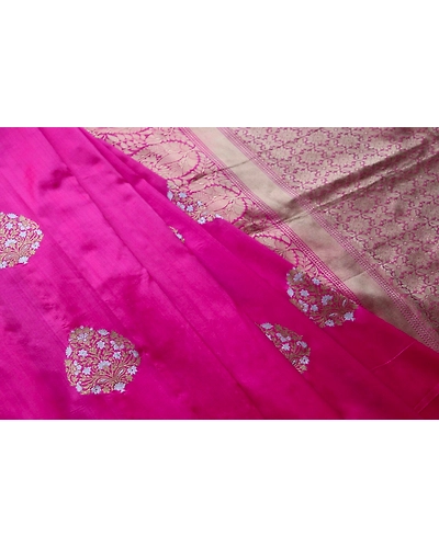 Pink Kadhua Flower Boota Handloom Banarasi Saree-2