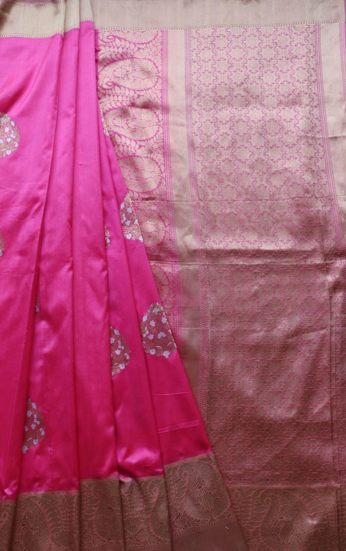 Pink Kadhua Flower Boota Handloom Banarasi Saree-3