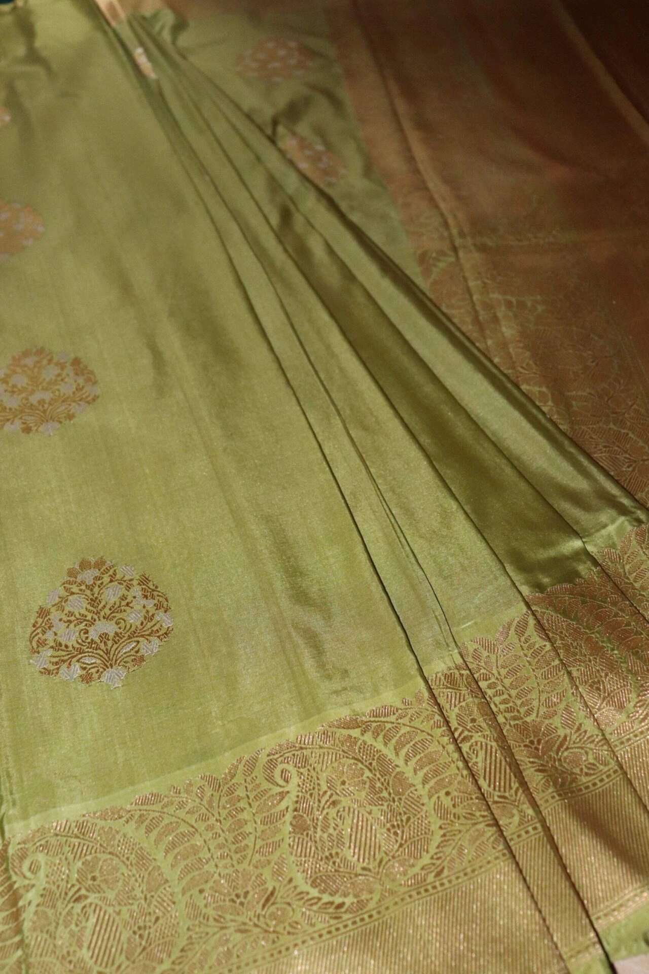 Pista Green Kadhua Flower Boota Banarasi Saree-162021-00016