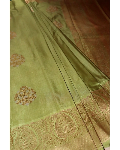 Pista Green Kadhua Flower Boota Banarasi Saree-162021-00016