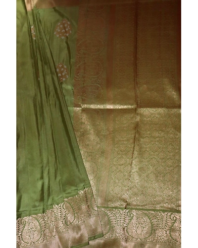 Pista Green Kadhua Flower Boota Banarasi Saree-2