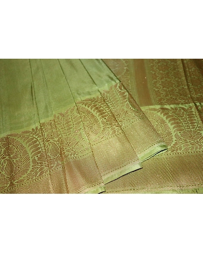Pista Green Kadhua Flower Boota Banarasi Saree-4