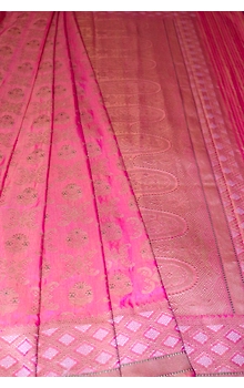 Pink Gathua Jaal Booti Banarasi Handloom Saree