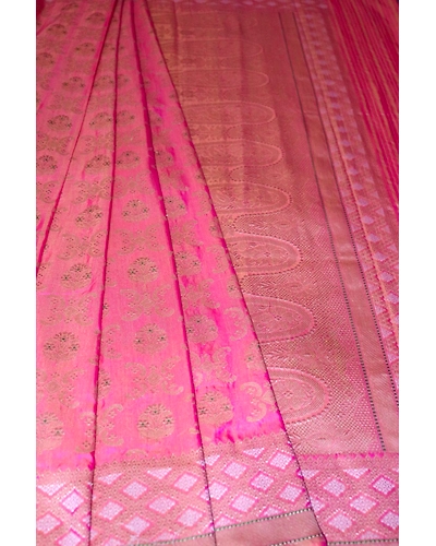 Pink Gathua Jaal Booti Banarasi Handloom Saree-162021-00038