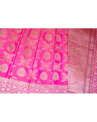 Pink Gathua Jaal Booti Banarasi Handloom Saree-1