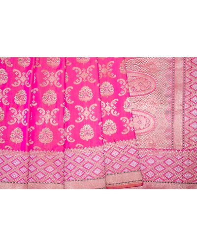 Pink Gathua Jaal Booti Banarasi Handloom Saree-2