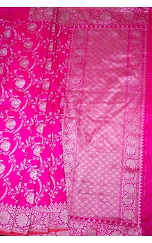 Pink Alfi Jangla Handloom Banarasi Saree