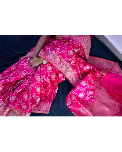 Pink Alfi Jangla Handloom Banarasi Saree-3