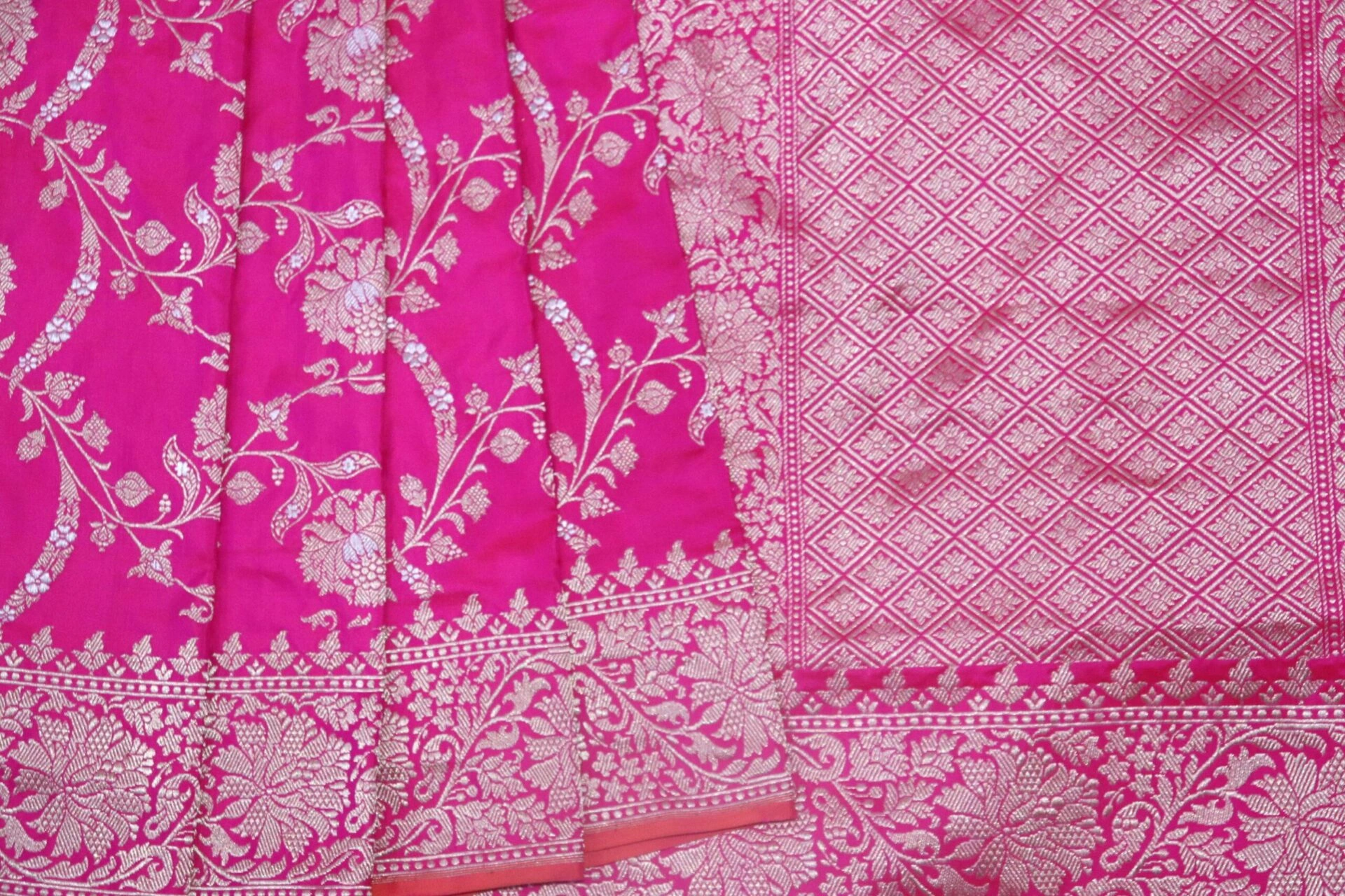 Pink Alfi Jangla Handloom Banarasi Saree-4