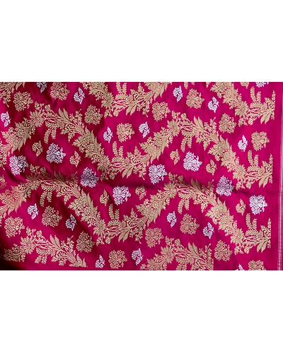 Magenta Lehariya Jangla Banarasi Handloom Saree-4