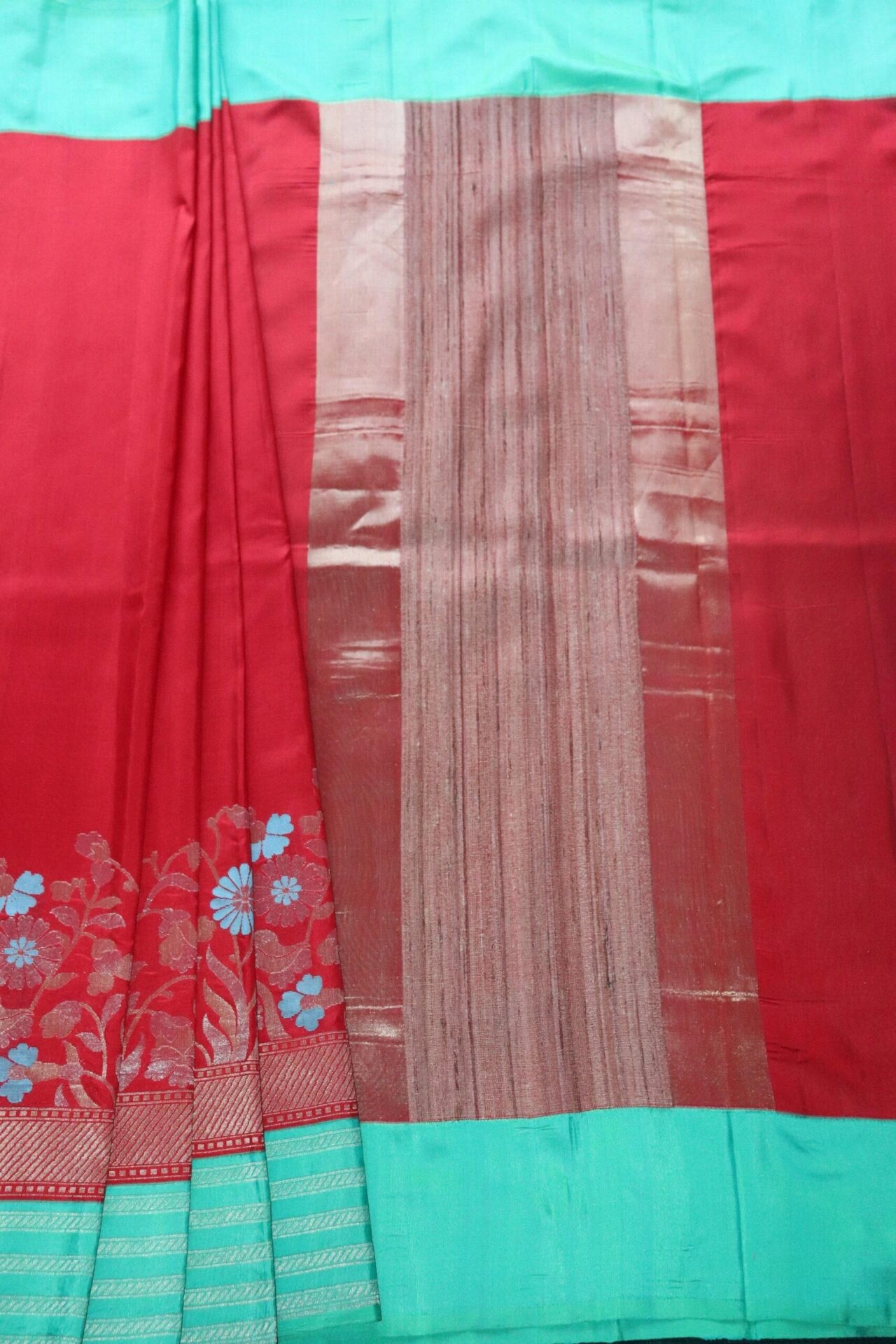 Red Multi Meena Contrast iskutt Kadiyal Banarasi Handloom Saree-162021-00029