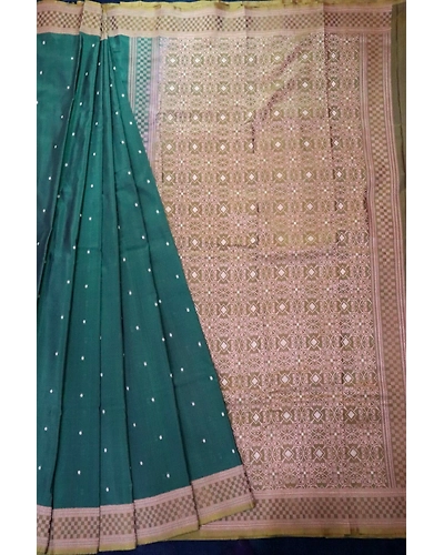 Green Chunri Booti Banarasi Handloom Saree-162021-00008