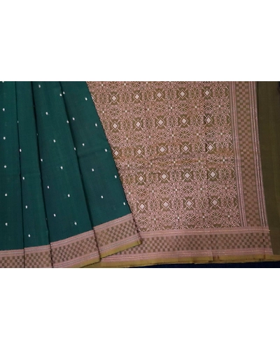 Green Chunri Booti Banarasi Handloom Saree-1
