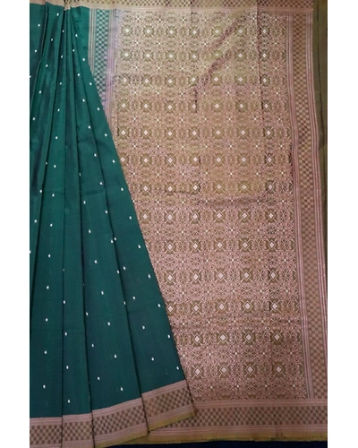 Green Chunri Booti Banarasi Handloom Saree-2