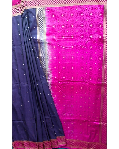 Blue Chunri Booti Handloom Banarasi Saree-3