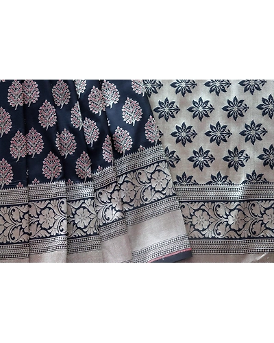 Black Leaf with Meena Boota Banarasi Saree-1